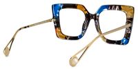 Adrienne - Square Blue Floral Eyeglasses | Vooglam 111 Side View