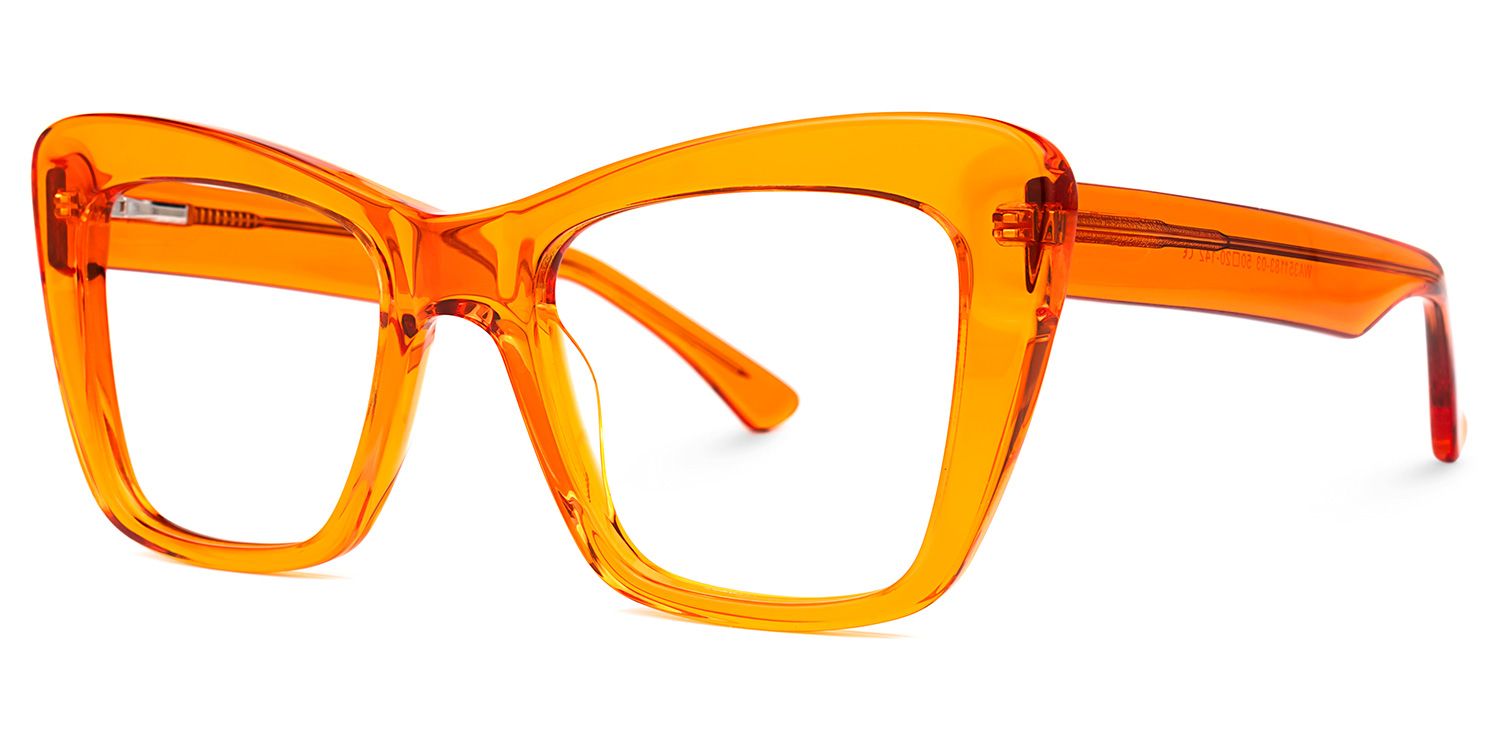 Dewanna - Rectangle Orange Eyeglasses | Vooglam Front View