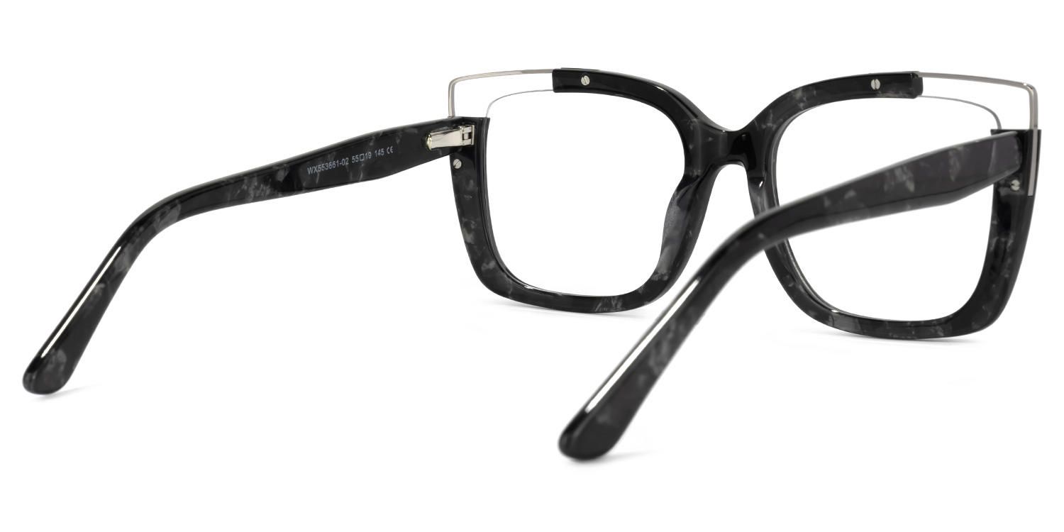 Angelia - Square Black Eyeglasses | Vooglam Side View