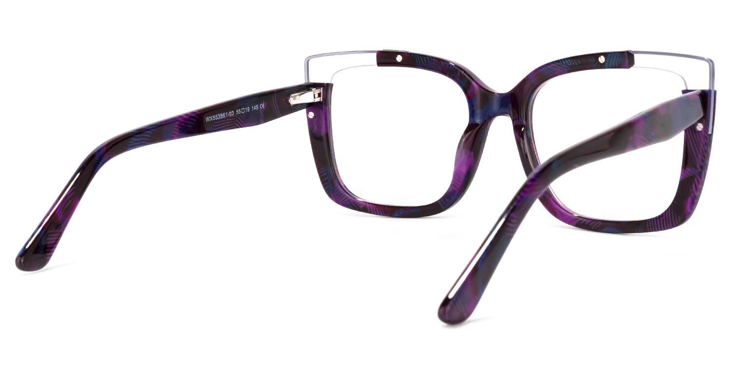 Angelia - Square Purple/Floral Eyeglasses - 3
