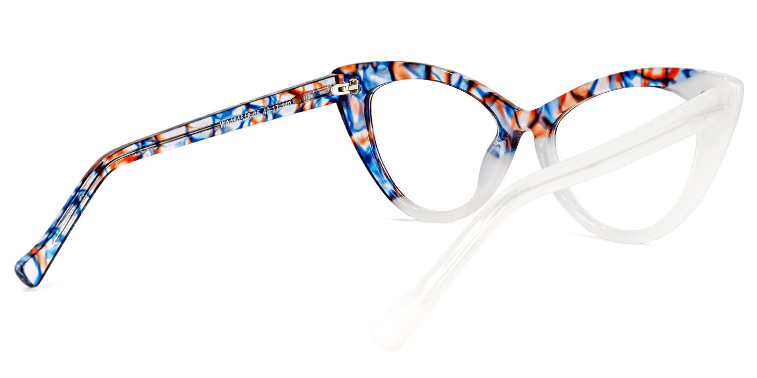 Antoinette - Cat Eye Blue/Orange Eyeglasses - 3