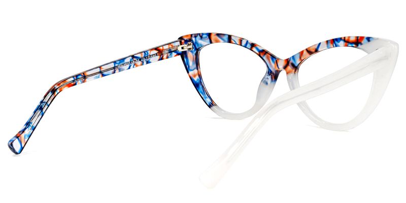 Antoinette - Cat Eye Blue/Orange Eyeglasses - 3