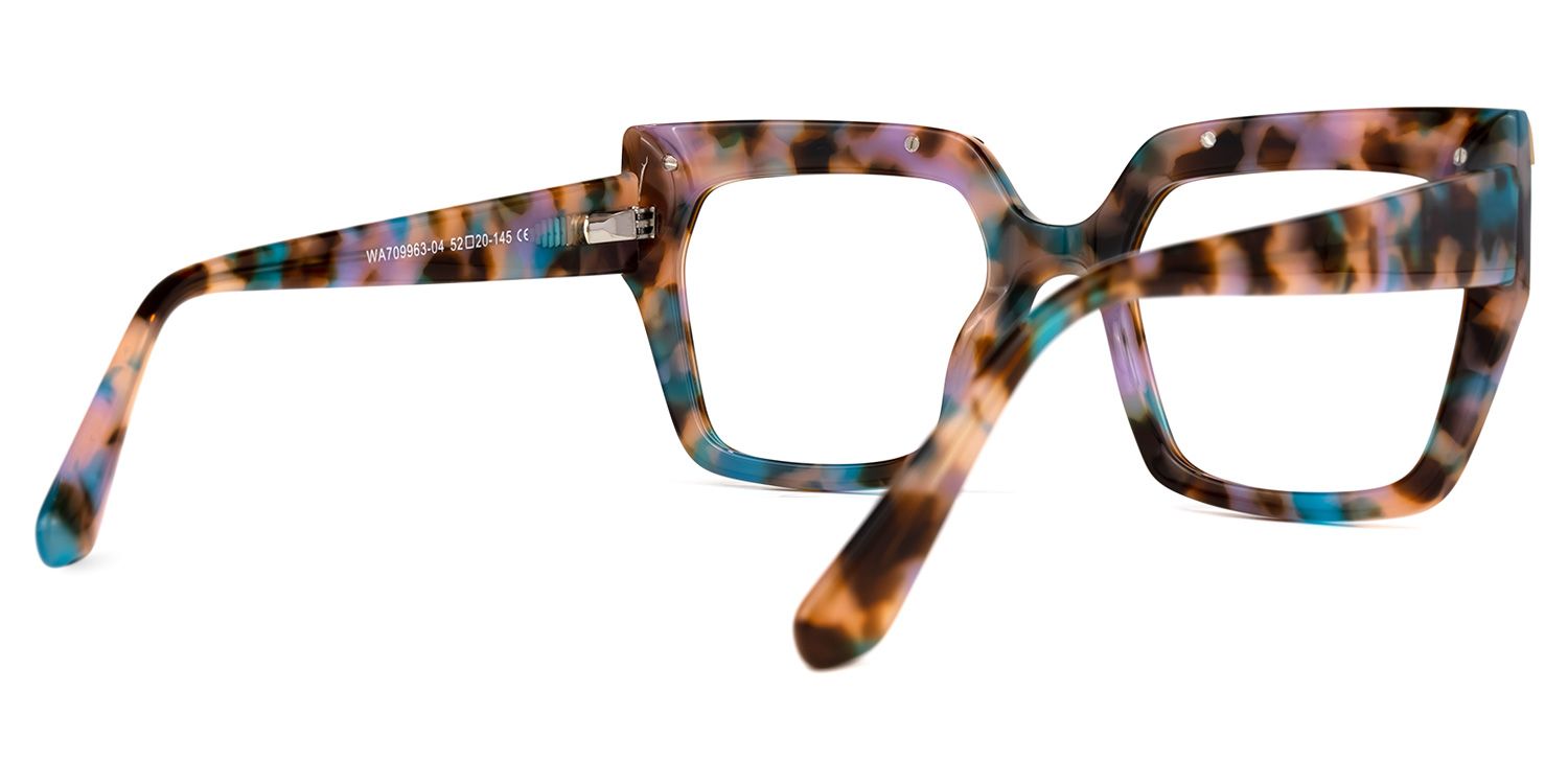 Fabianne - Square Floral Eyeglasses | Vooglam Side View