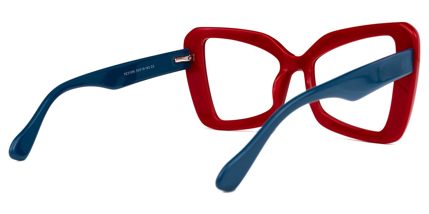 Mandi - Butterfly Red Eyeglasses | Vooglam Side View