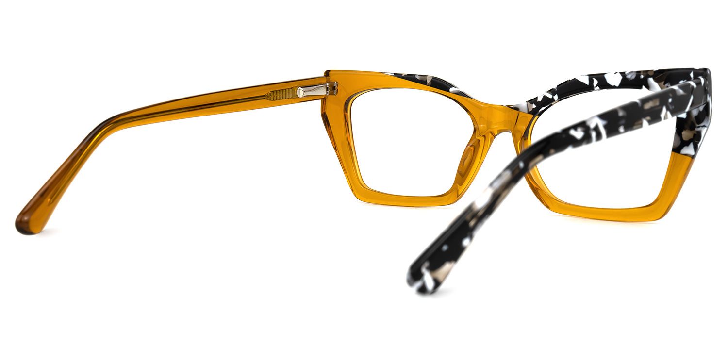 Kirsten - Rectangle Yellow/Tortoise Two-tone Eyeglasses product detail 3