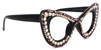 April - Glitter Black/Gold Cat Eye Glasses - 5