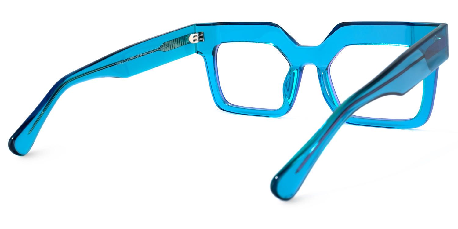 Rectangle Blue Eyeglasses - 3