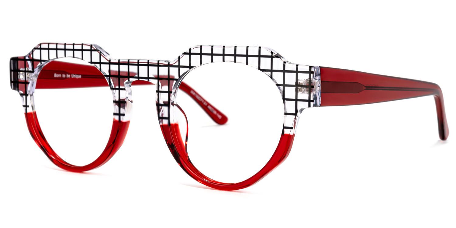 Annaisha - Round Red Eyeglasses | Vooglam Front View