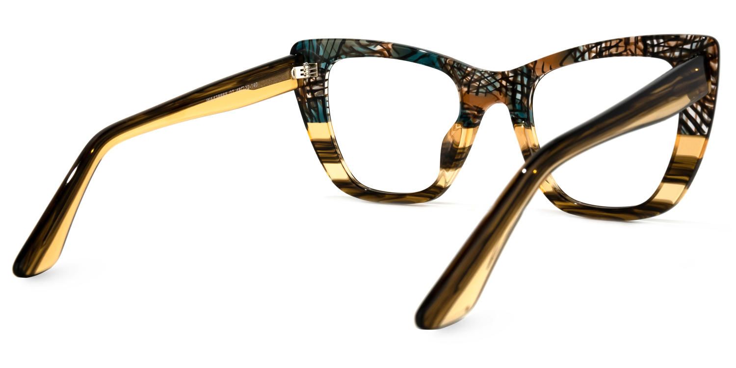 Jaina - Butterfly Champagne Eyeglasses | Vooglam Side View