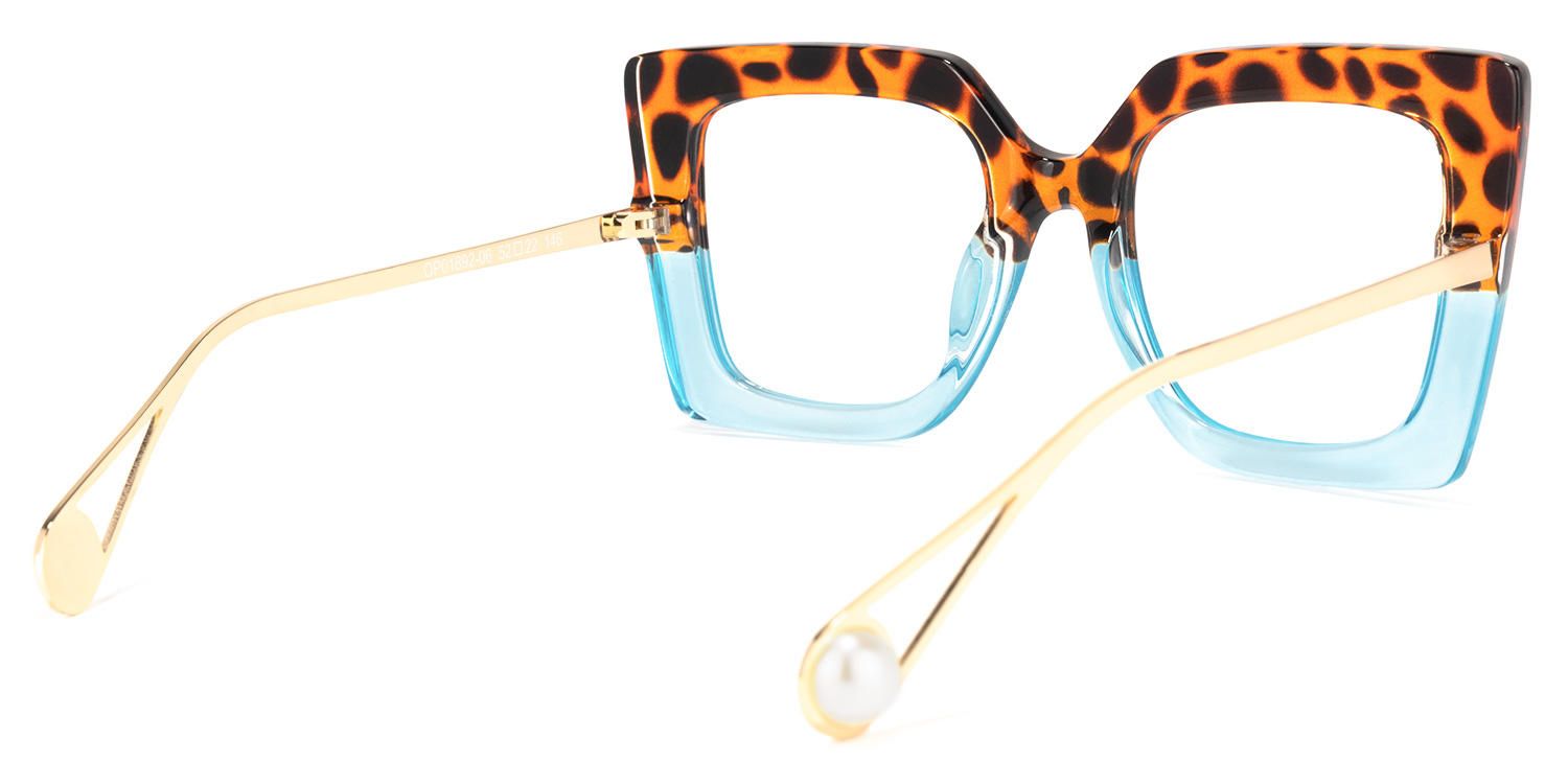 Adrienne - Square Animal Print Eyeglasses | Vooglam Side View