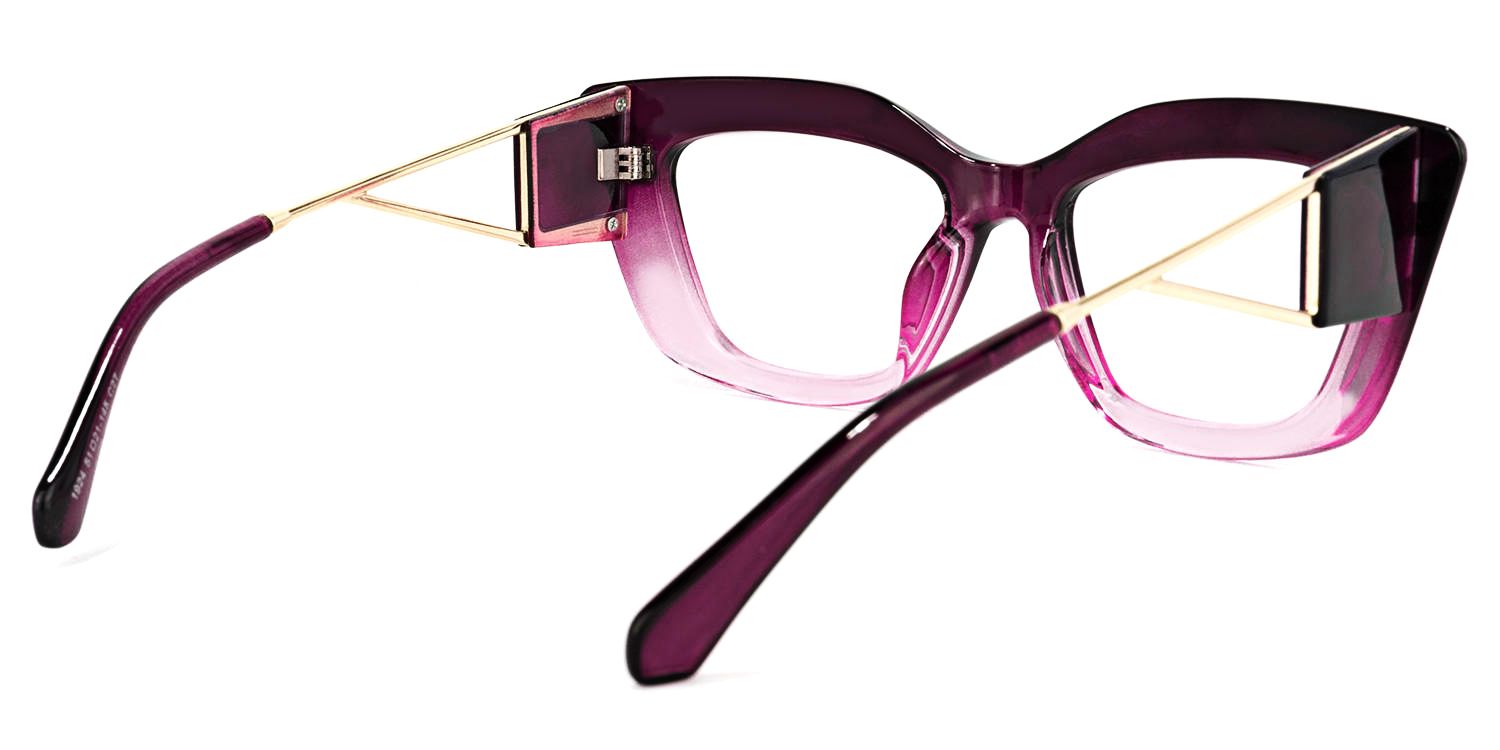 Walburga - Rectangle Purple Eyeglasses | Vooglam Side View