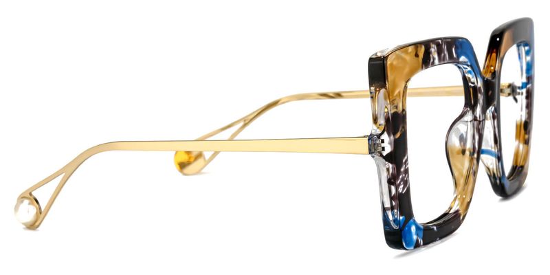 Adrienne - Square Blue Floral Eyeglasses - 4