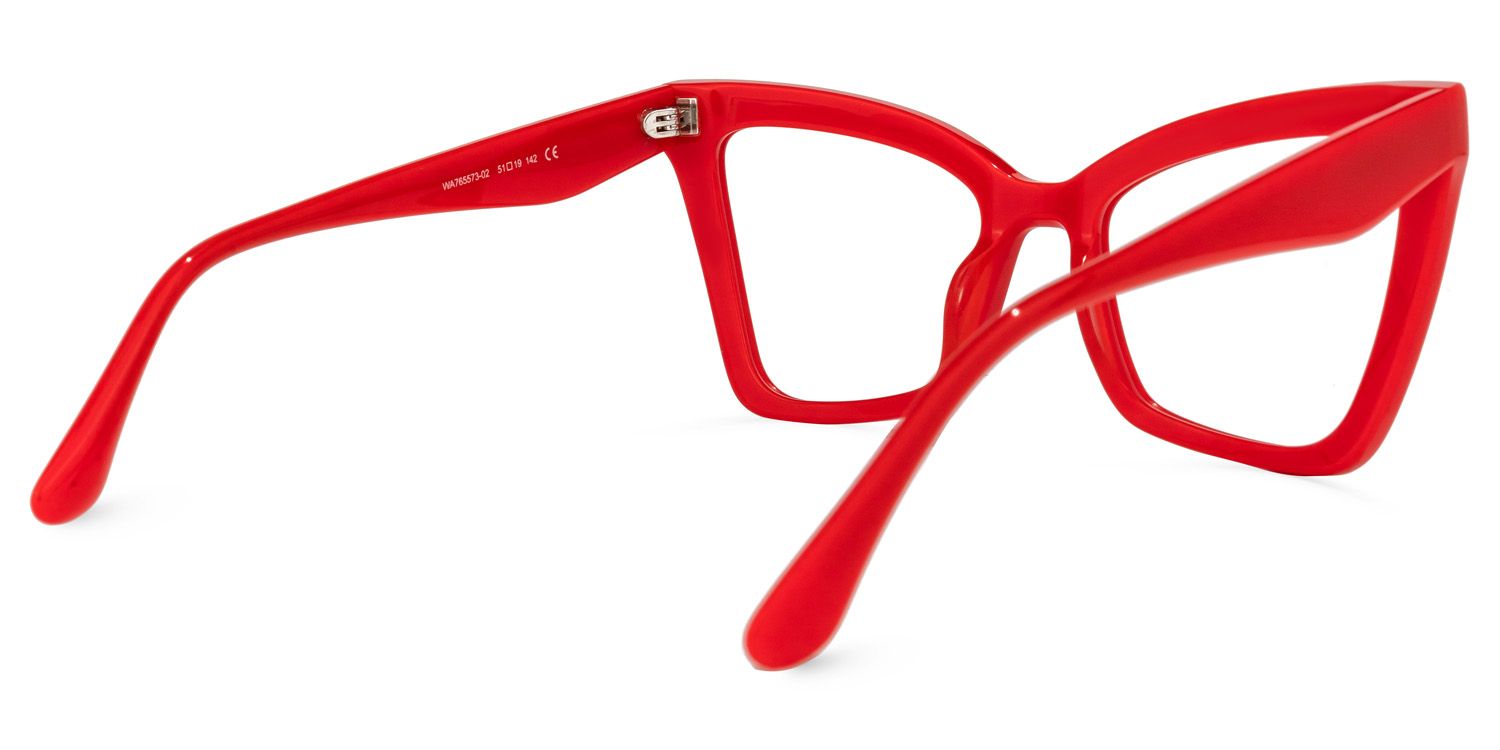 Cyndi - Square Red Eyeglasses | Vooglam Side View