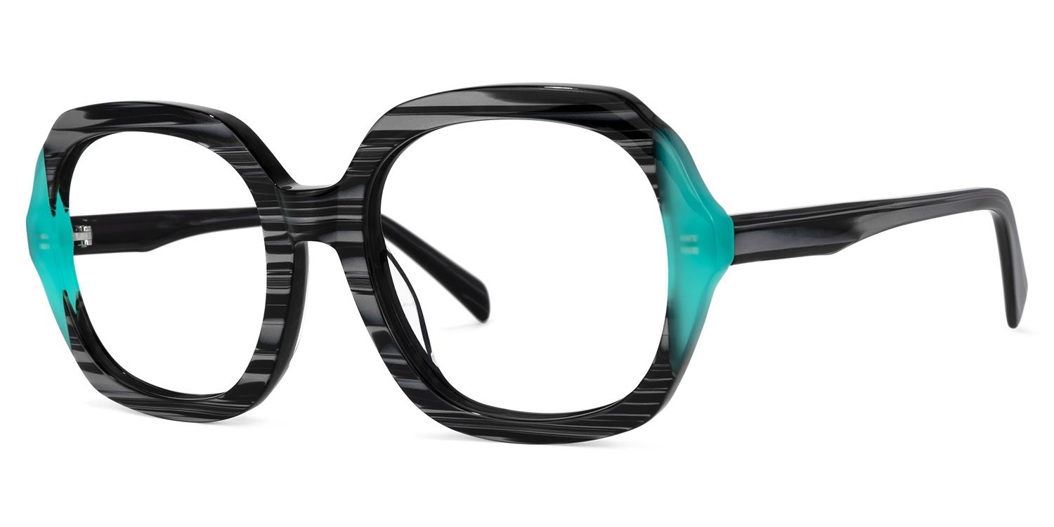 Square Turquoise Eyeglasses | Vooglam.com Front View