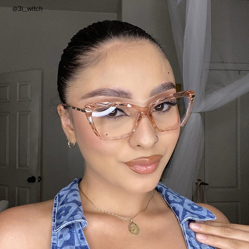 Rectangle Champagne Eyeglasses - 5