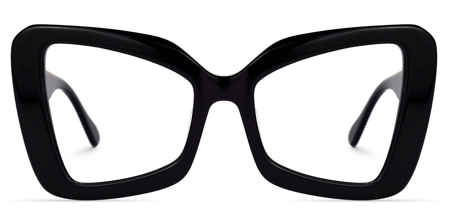 Mandi - Butterfly Black Eyeglasses | Vooglam Angle View