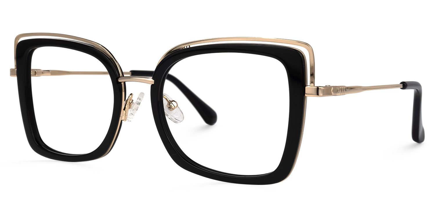 Heyward - Rectangle Black Eyeglasses | Vooglam Front View