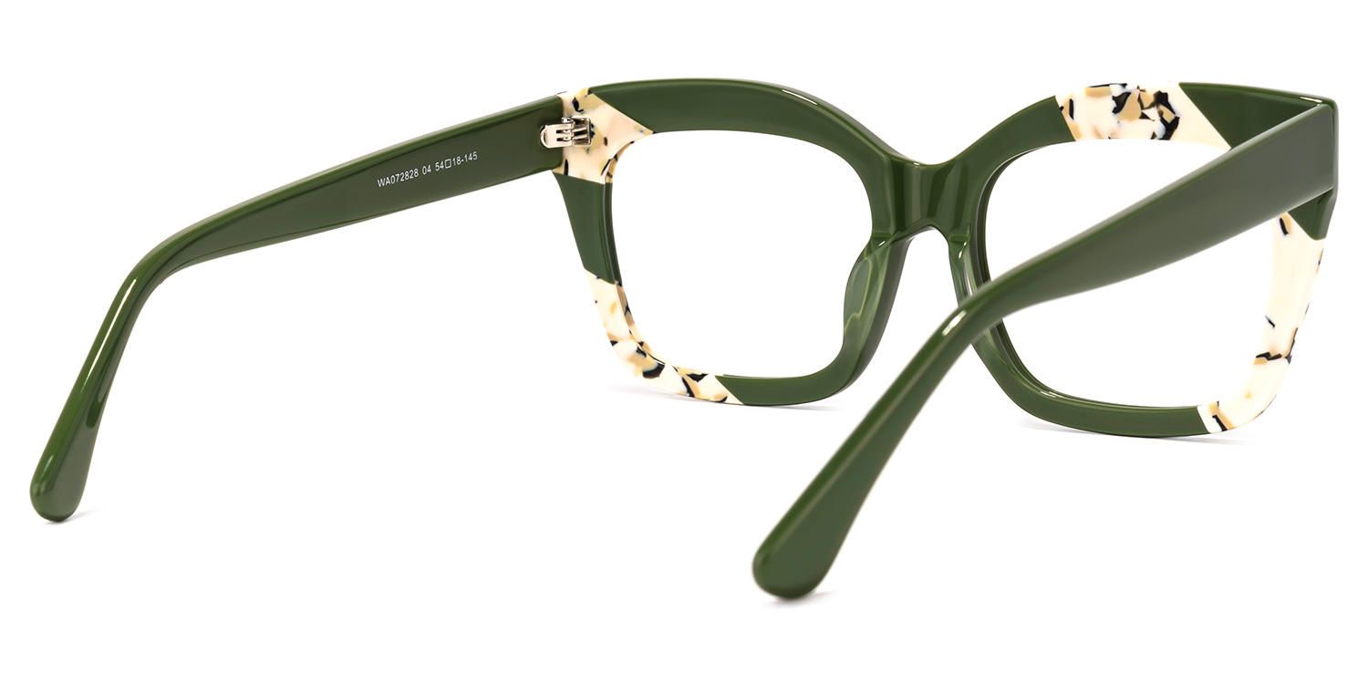 Terrie - Square Dark/Green Eyeglasses | Vooglam Side View