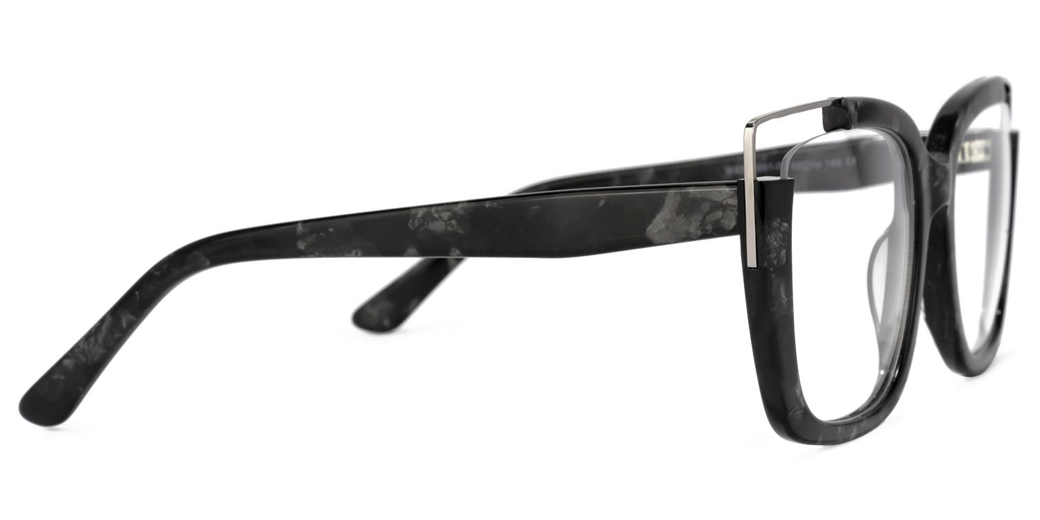 Angelia - Square Black Eyeglasses | Vooglam 4