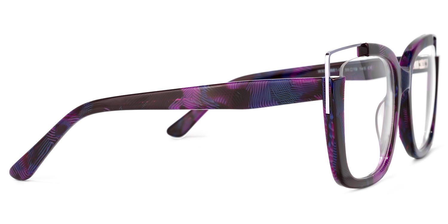 Angelia - Square Purple/Floral Eyeglasses - 4