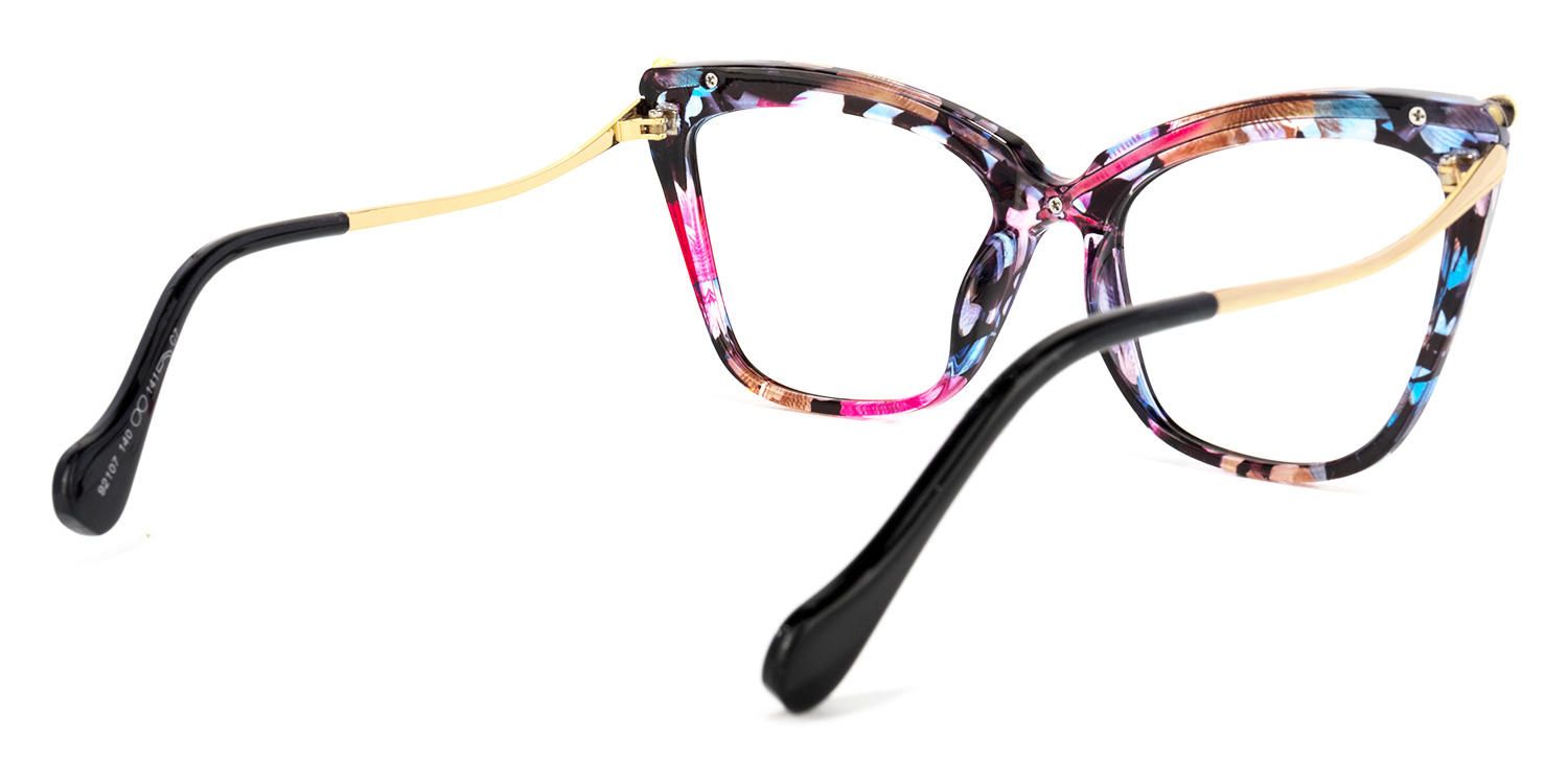 Janina - Cat Eye Floral Eyeglasses | Vooglam Side View