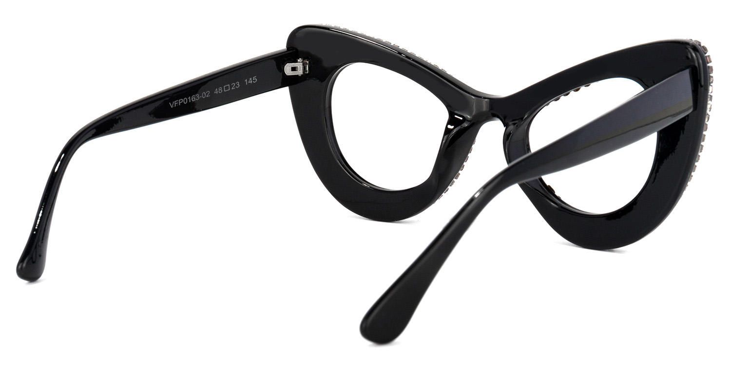 April - Glitter Black/Gold Cat Eye Glasses - 3