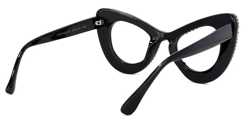 April - Glitter Black/Gold Cat Eye Glasses - 3