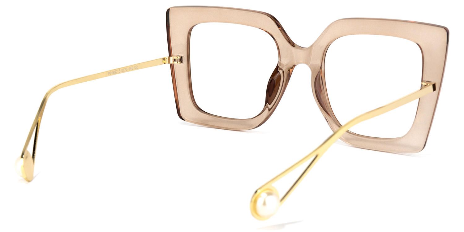 Adrienne - Square Brown Eyeglasses | Vooglam Side View