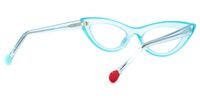 Cat Eye Light/Blue Eyeglasses | Vooglam.com Side View