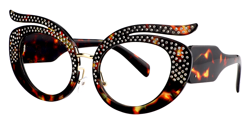 Christine - Geometric Tortoise Eyeglasses | Vooglam Front View