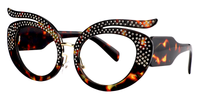 Christine - Geometric Tortoise Eyeglasses | Vooglam Front View