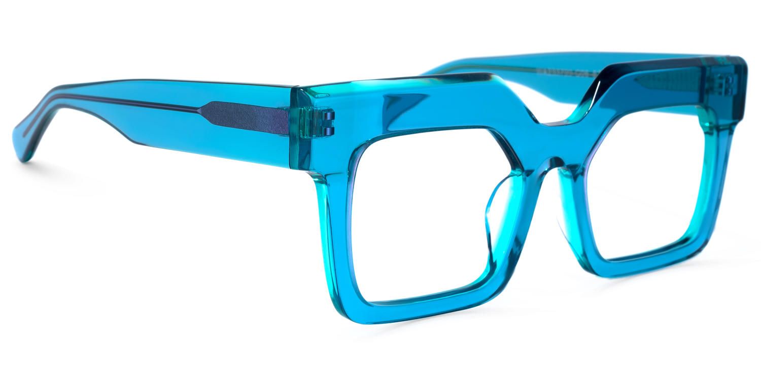 Rectangle Blue Eyeglasses - 5