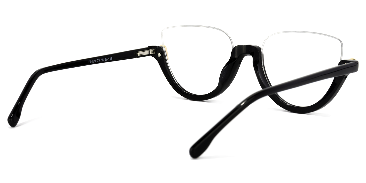Sylvia - Cat Eye Black Eyeglasses | Vooglam Side View