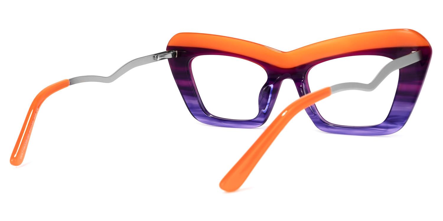 Dusica - Rectangle Orange Eyeglasses - 3