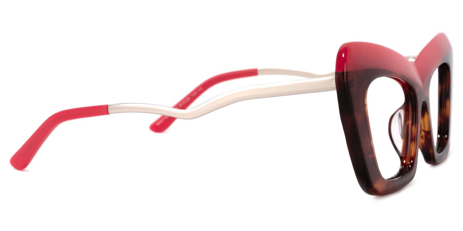 Dusica - Rectangle Red Eyeglasses - 4