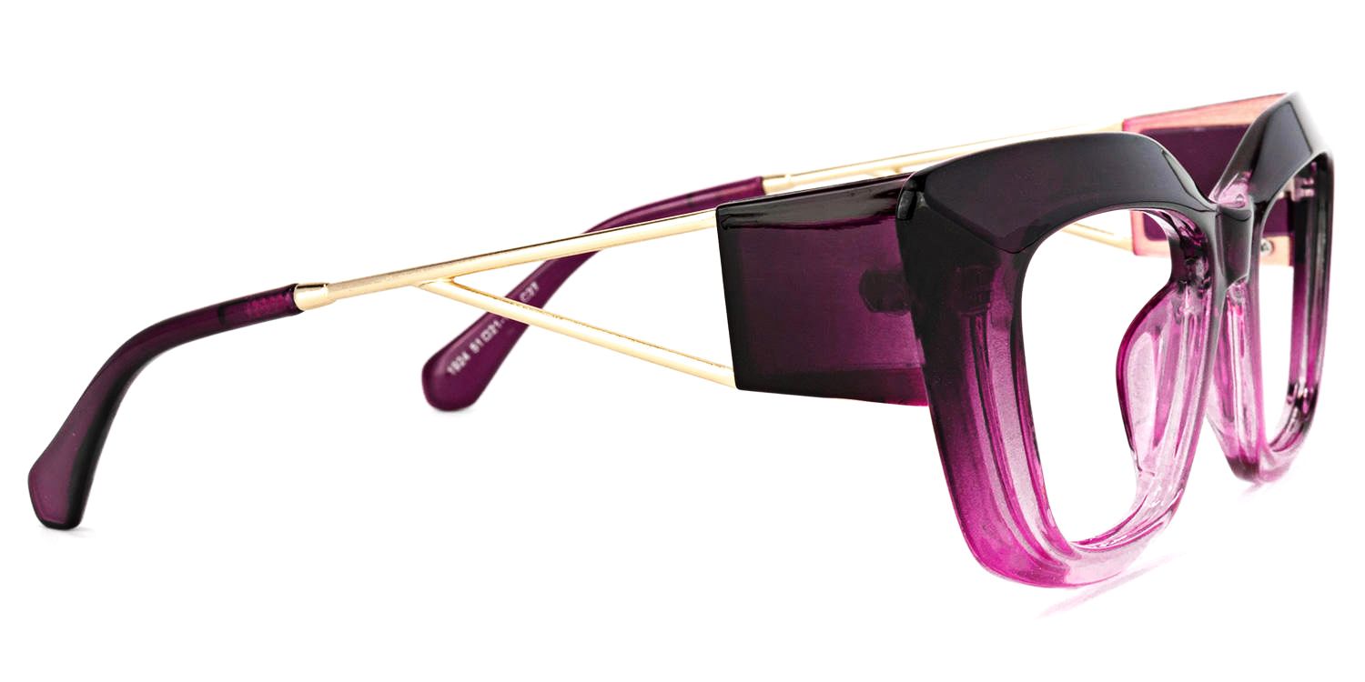 Walburga - Rectangle Purple Eyeglasses | Vooglam 4