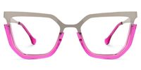Leeza - Geometric Pink Eyeglasses | Vooglam Angle View