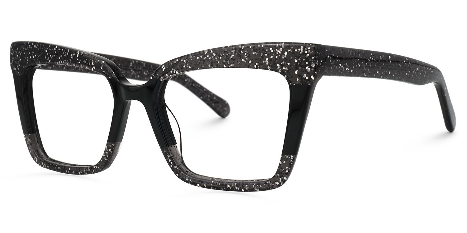 Galarza - Rectangle Black Eyeglasses | Vooglam Front View