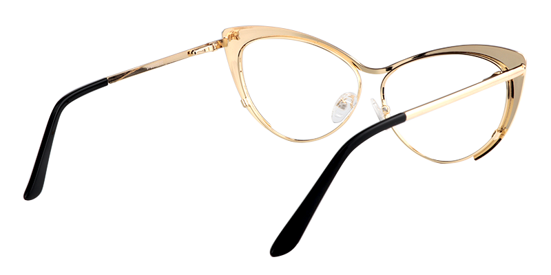 Annabelle - Cat Eye Gold Eyeglasses | Vooglam Side View
