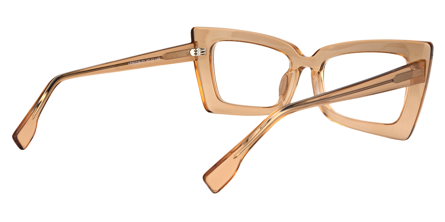 Sarah - Rectangle Tawny Eyeglasses | Vooglam Side View