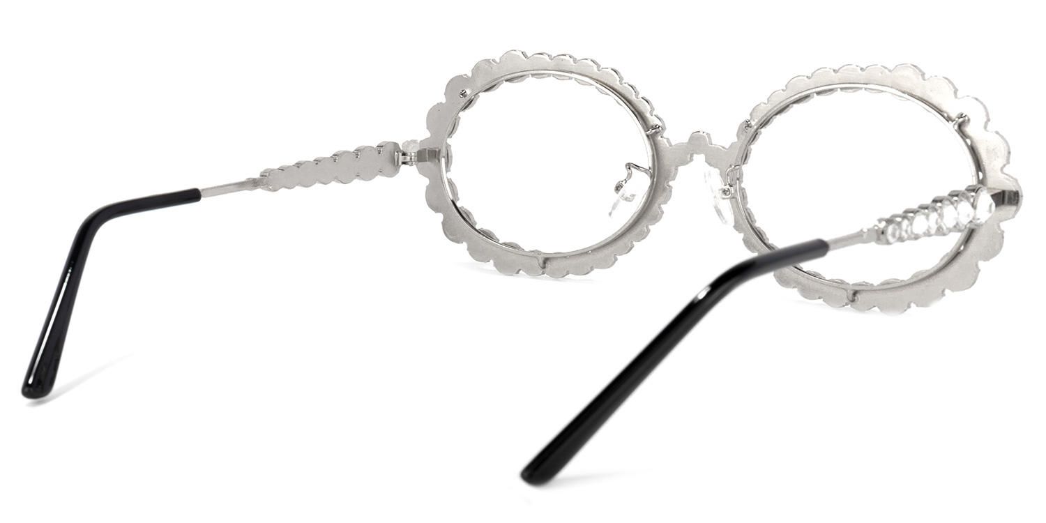 Ingra - Oval Silver Eyeglasses | Vooglam Side View
