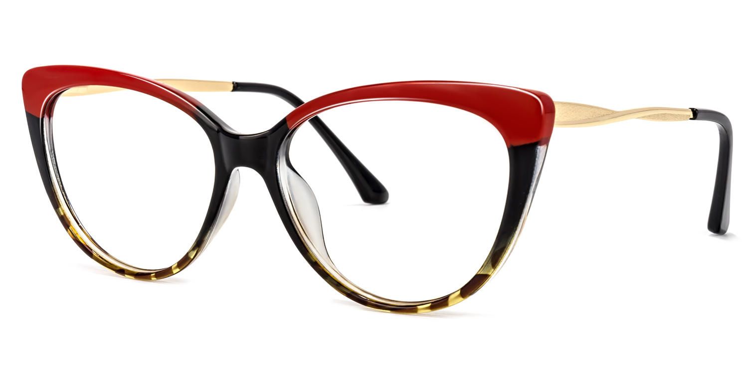 Trudie - Cat Eye Red Tortoise Eyeglasses | Vooglam Front View