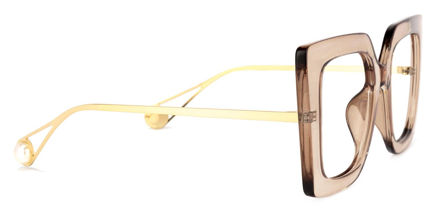Adrienne - Square Brown Eyeglasses | Vooglam 4