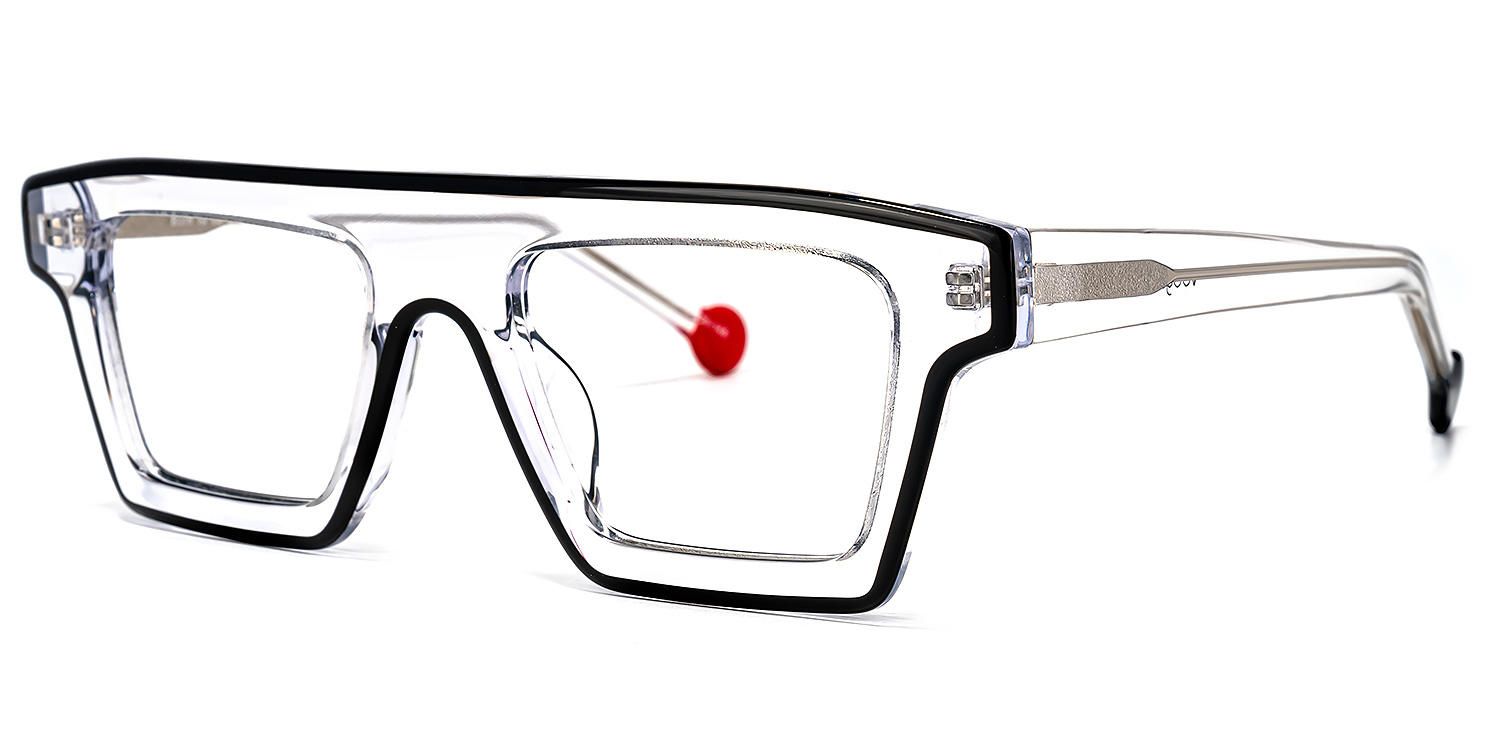 Treva - Rectangle Crystal Eyeglasses | Vooglam Front View