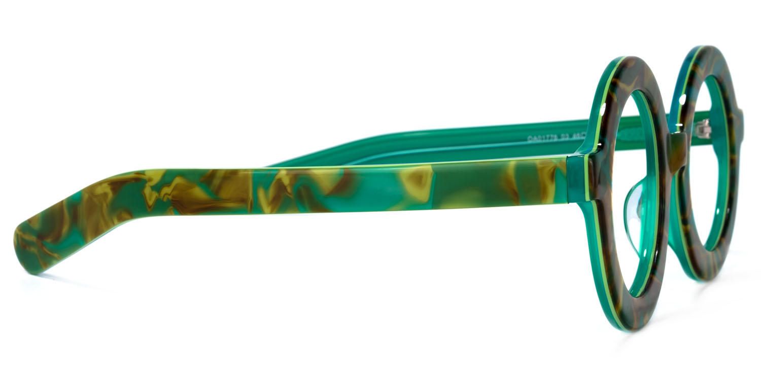 Almon - Round Green Eyeglasses - 4