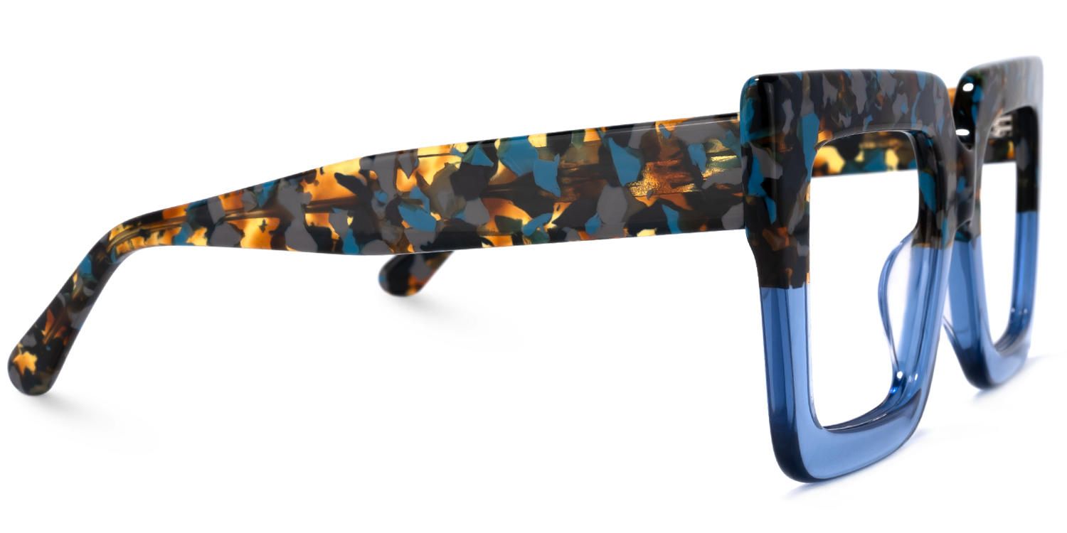 Charisse - Square Two-tone Blue Eyeglasses - 4