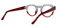 Annaisha - Round Red Eyeglasses | Vooglam Side View