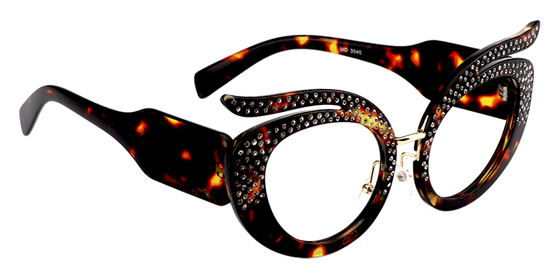 Christine - Geometric Tortoise Eyeglasses | Vooglam Side View