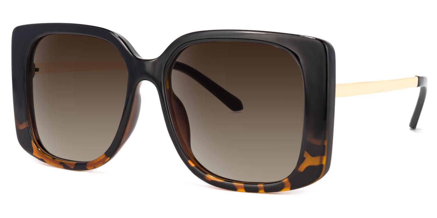 Square Tortoise Sunglasses | Vooglam.com Front View