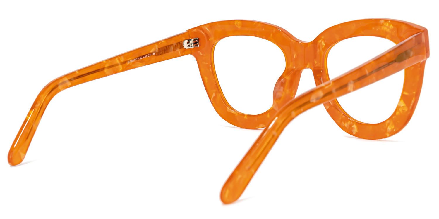 Jerrie - Round Orange Eyeglasses | Vooglam Side View